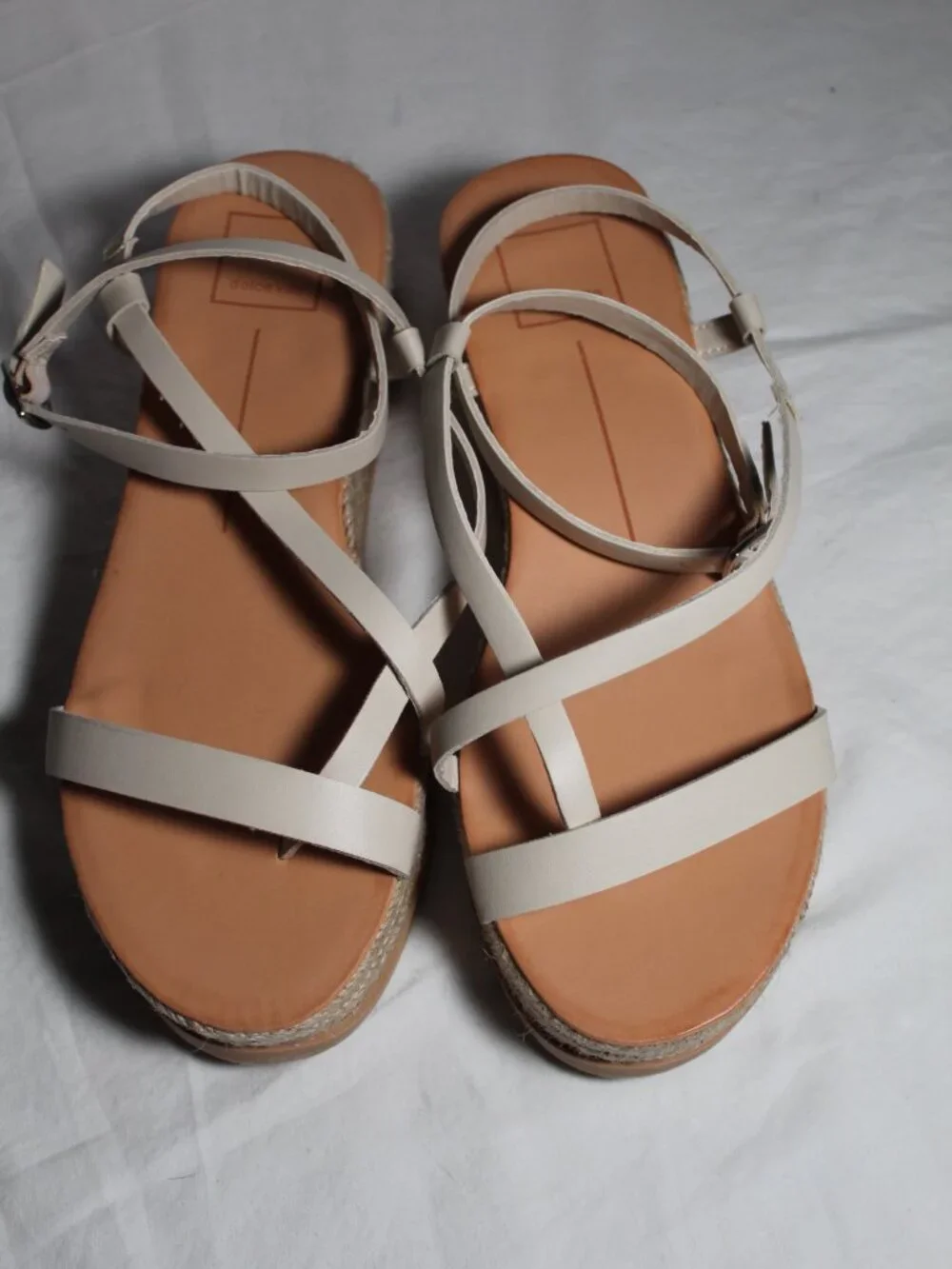 NWB Dolce Vita Ivory Stella Lorey Wedge Espadrille Sandals Ankle Strap 7.5